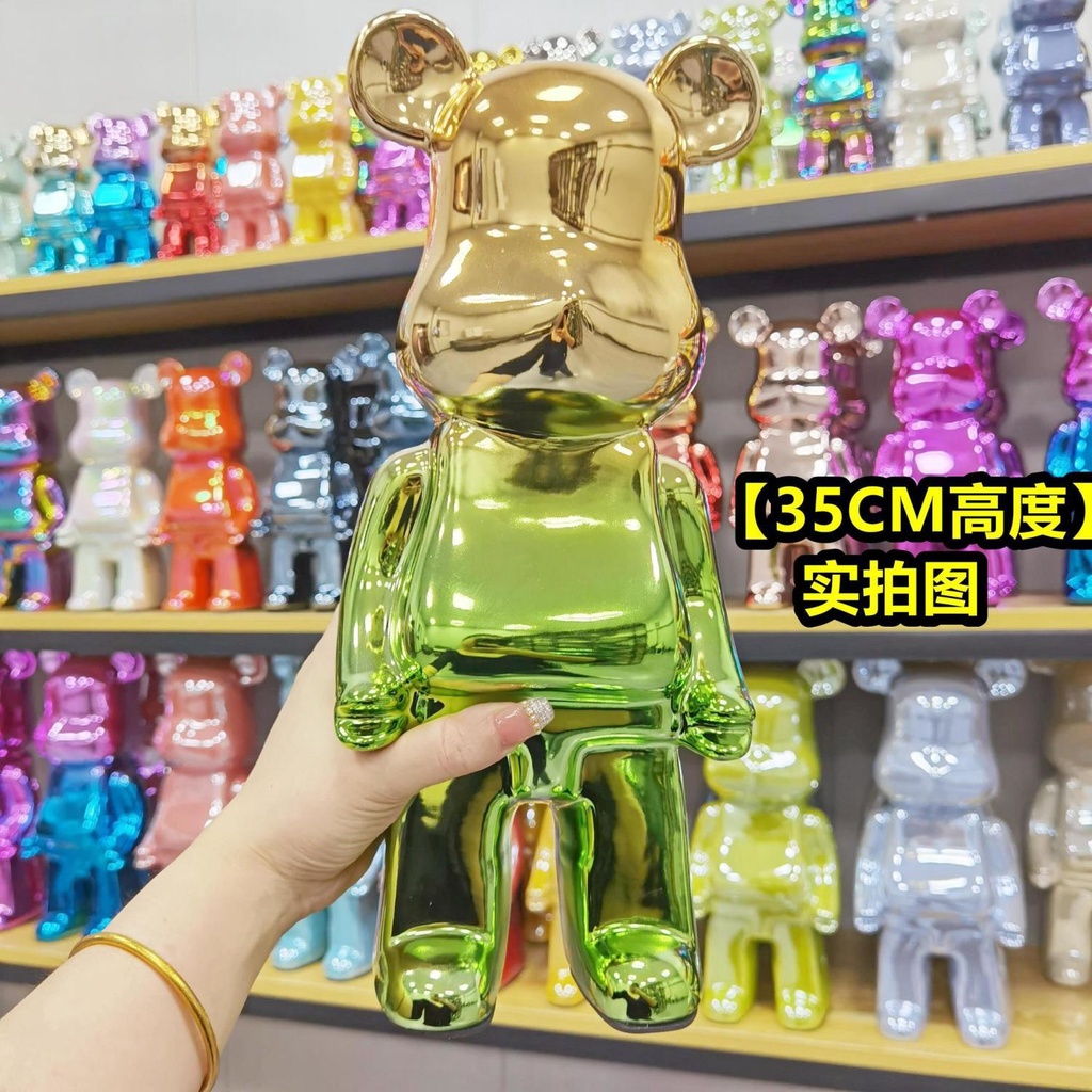 Hộp Bảo Quản Chrome Piggy House Tiết Kiệm Tiền Ngân Hàng Bạo Lực Gấu Gốm AD4 Mlc