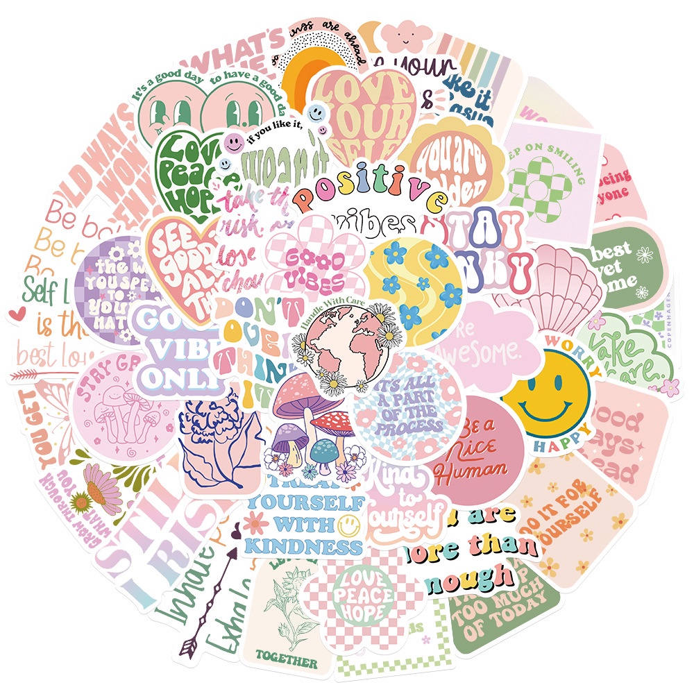 Bộ 100 / 50 Sticker Dán Trang Trí Mũ Bảo Hiểm / Bút Chì Chống Thấm Nước Màu Hồng graffiti