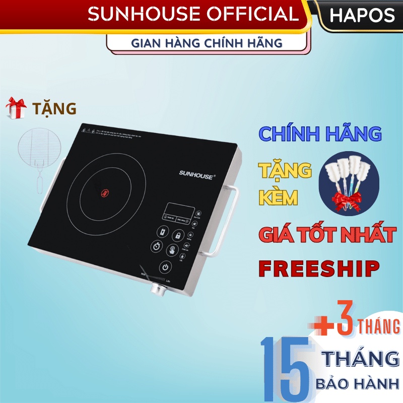 Bếp hồng ngoại Sunhouse SHD6011/SHD6017 cảm ứng Chính hãng, bêp điện đơn không kén nồi thay bếp ga trong nhà bếp - HAPOS