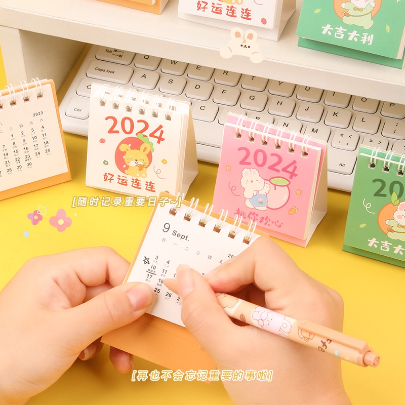 2024 Mini Thỏ Dễ Thương Lịch Để Bàn Kawaii Hình Thú Hoạt Hình Lịch Để Bàn Ghi Nhớ Hàng Ngày Ghi Chú Văn Phòng Sinh Viên Để Bàn Vật Trang Trí Miyia