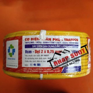 Dây điện đôi trần phú 41 phương liệt, dây đôi mềm bọc dẹt vcm, 2x0.75, 2x1, 2x1.5, 2x2.5, 2x4