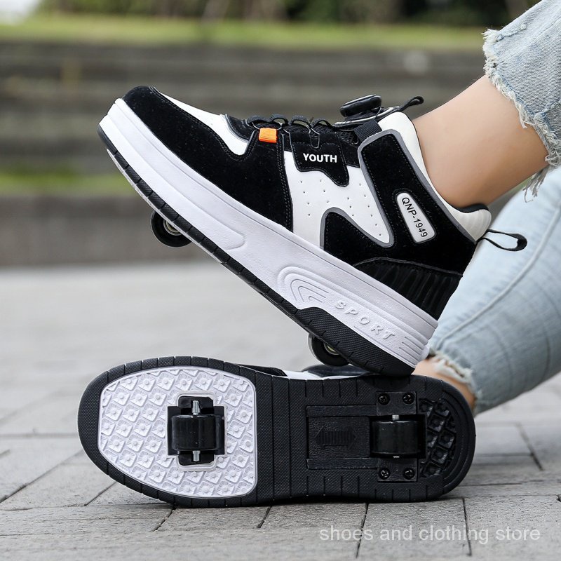 An toàn, đáng tin cậy và giao hàng nhanh Trẻ trung có thể tháo rời hai bánh Heelys người lớn Giày trượt patin trẻ em Giày lăn không phát sáng giày bánh xe