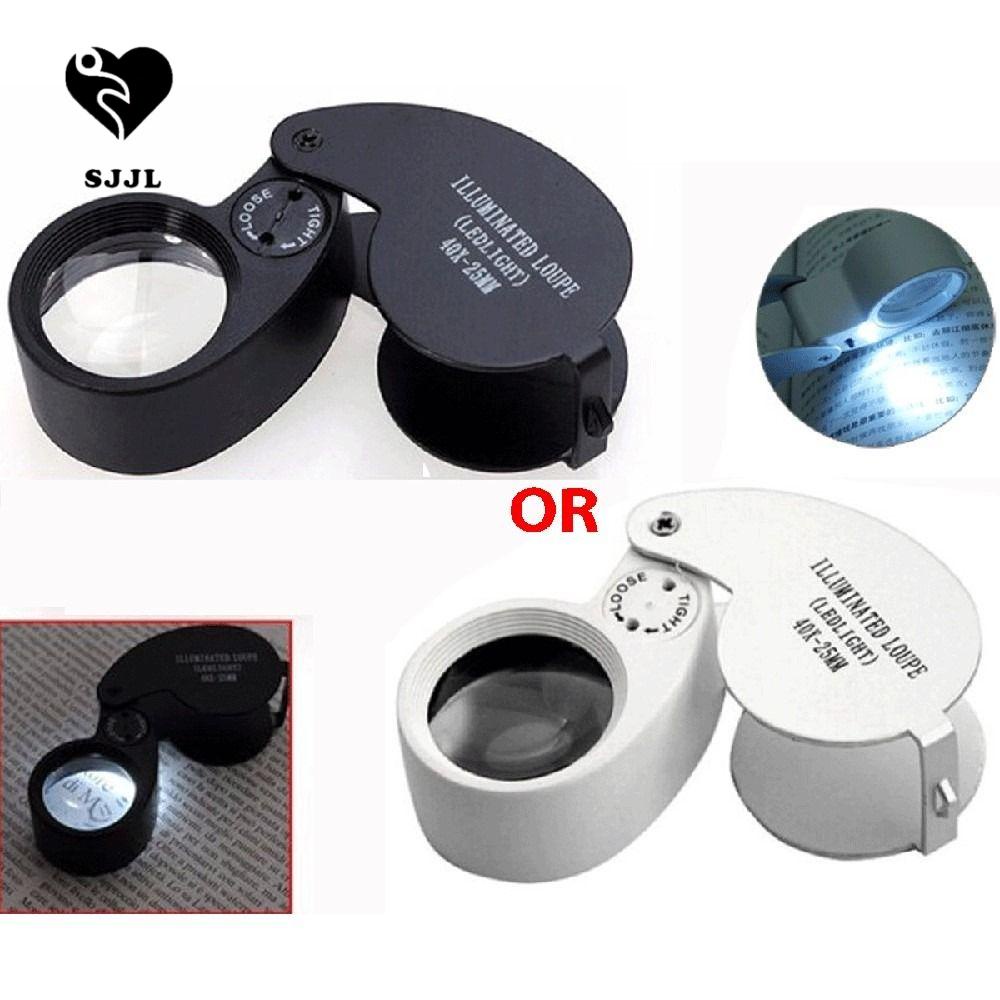 SJJL Kính Lúp Phóng Đại 40x 25mm Có Đèn led mini 40x