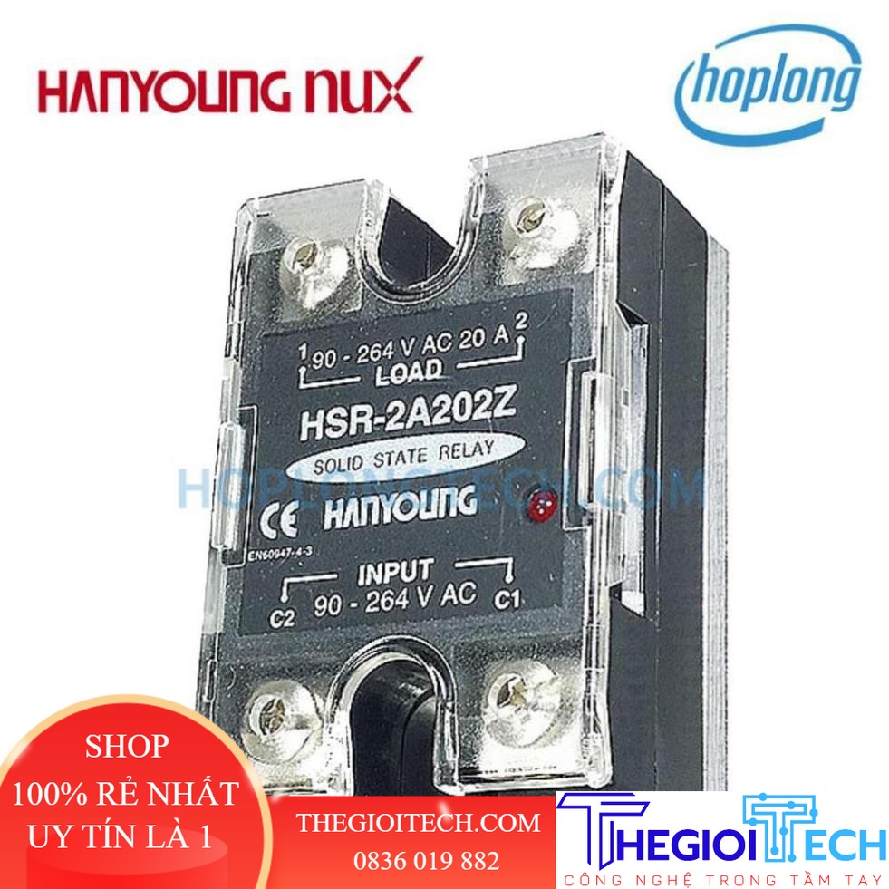 Relay Rơ Le Bán Dẫn SSR 1 Pha DC AC 20A 30A 40A HanYoung NUX HSR-2A302Z 30A
