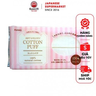 Bông tẩy trang Cotton Puff 130 miếng , bông tẩy trang chuyên dụng , Hàng Nhật Nội địa