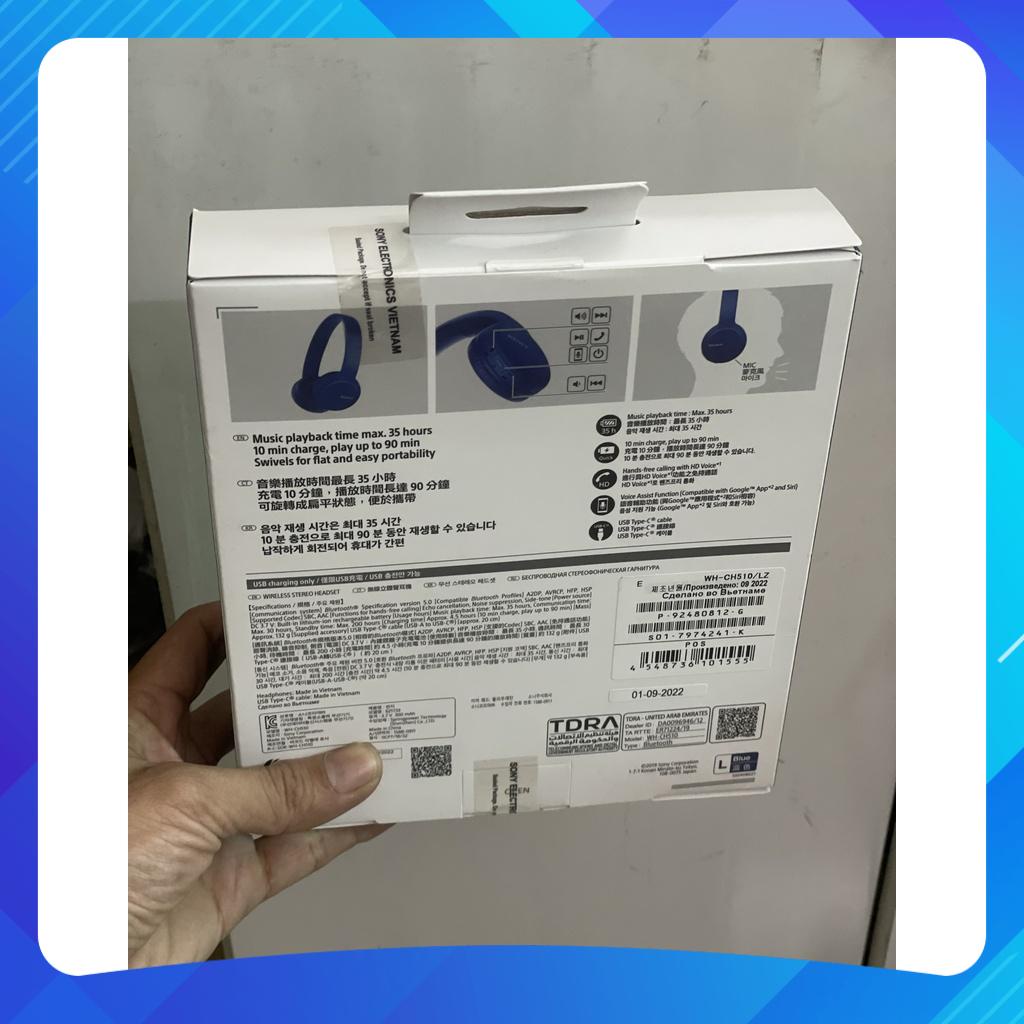 [CHÍNH HÃNG - NGUYÊN SEAL - NEW 100%] Tai Nghe Chụp Tai Bluetooth Sony WH CH510 Nghe, Gọi 35H, Chống Ồn Chủ Động