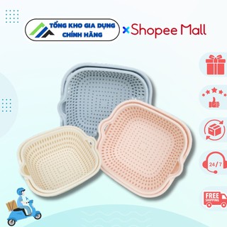 Rổ nhựa bộ thau rổ 6 món vuông việt nhật kèm chậu cao cấp - bộ rổ nhựa kèm chậu 6 món cao cấp mới
