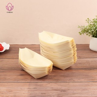 Khay đựng thức ăn bằng giấy gỗ tự nhiên cao cấp Đĩa ăn thuyền Tô Đựng Sushi / Salad / Món Tráng Miệng Bằng Gỗ Thông Độc Đáo Trang Trí Tiệc Cưới - 50 chiếc