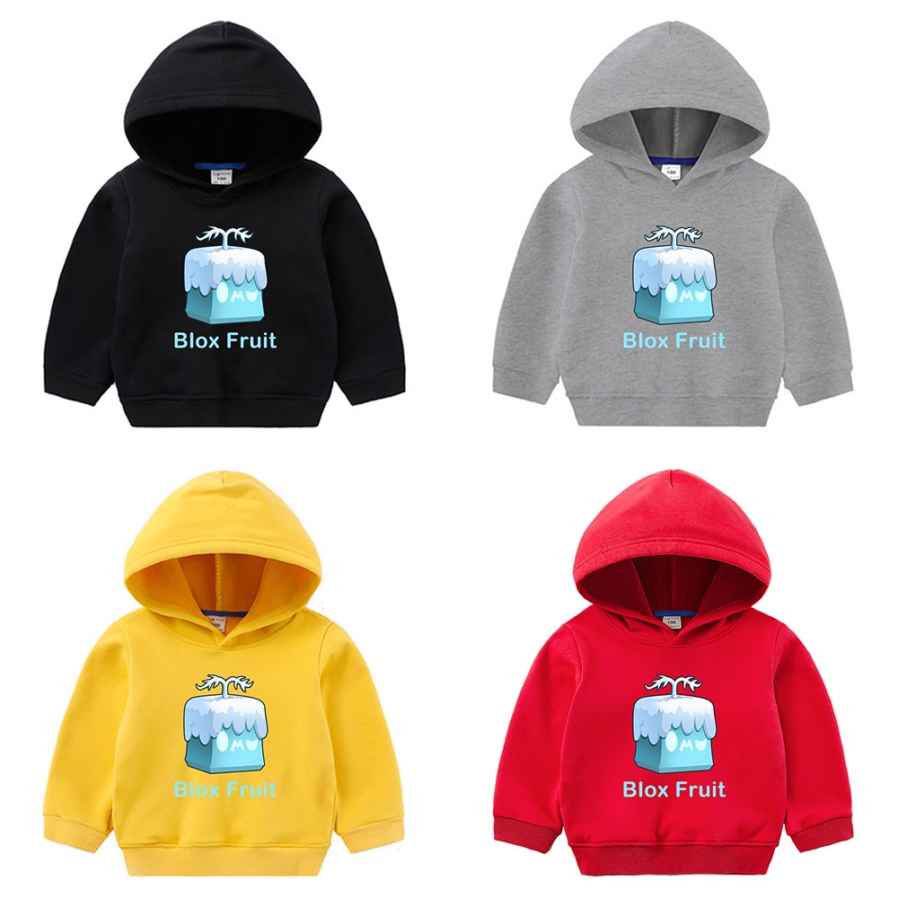 Dingyuan Blizzard Fruit Blox Fruit Áo Hoodie trẻ em Đơn giản hoạt hình giản dị Áo khoác bé trai và bé gái hàng đầu