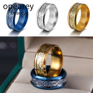 opearey Nhẫn Thép Titan Không Gỉ Bề Mặt Gương 8mm Hình Rồng/Rồng Nhiều Màu Sáng Tạo Cho Nam