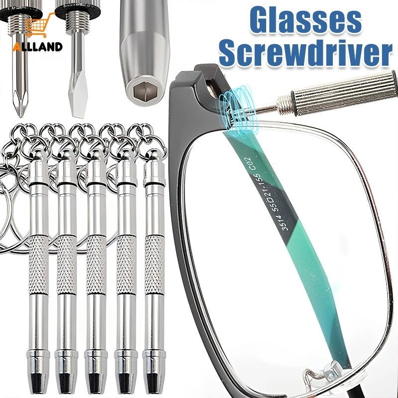 Bộ Tua Vít Sửa Mắt Kính 4 Trong 1 Bằng Thép Có Móc Khóa Tiện Dụng