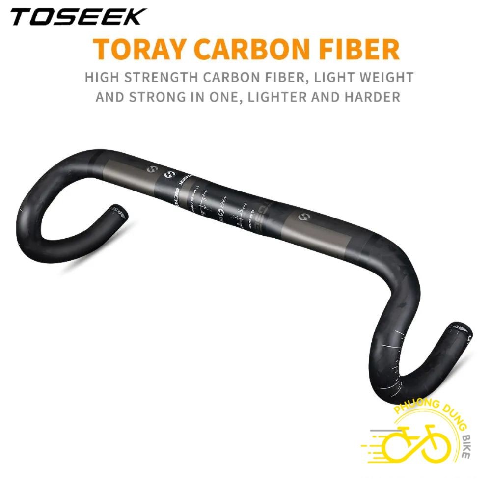 Ghi đông cong dẹp xe đạp road Carbon TOSEEK 400 / 420 x 31.8mm (Kiểu 01)