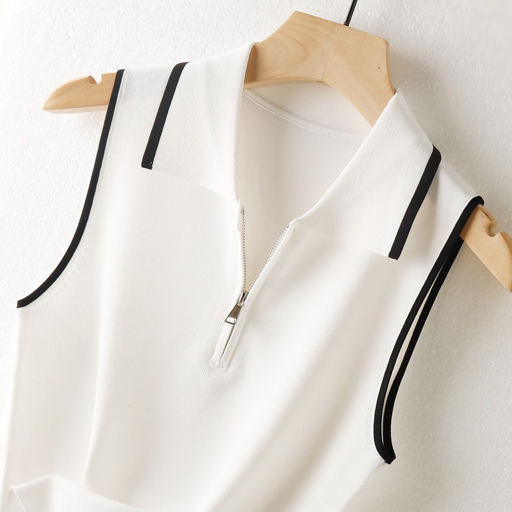 Áo tank top Sát Nách Dáng Ôm Phối Khóa Kéo Thời Trang Mùa Hè Cho Nữ