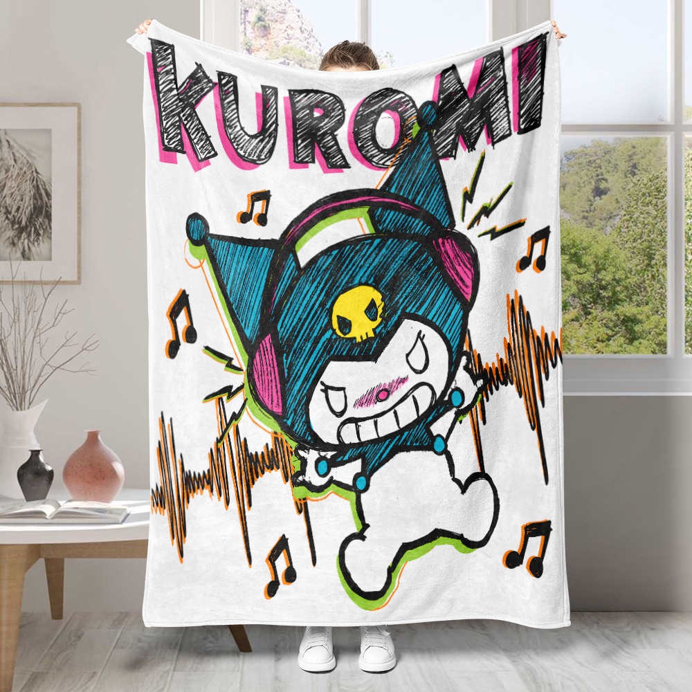 Dễ Thương Chăn flannel In Hình kuromi Hoạt Hình Đáng Yêu