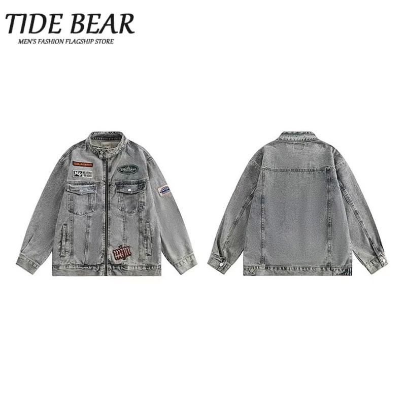 Áo khoác nam denim TIDE BEAR họa tiết cá tính thời trang