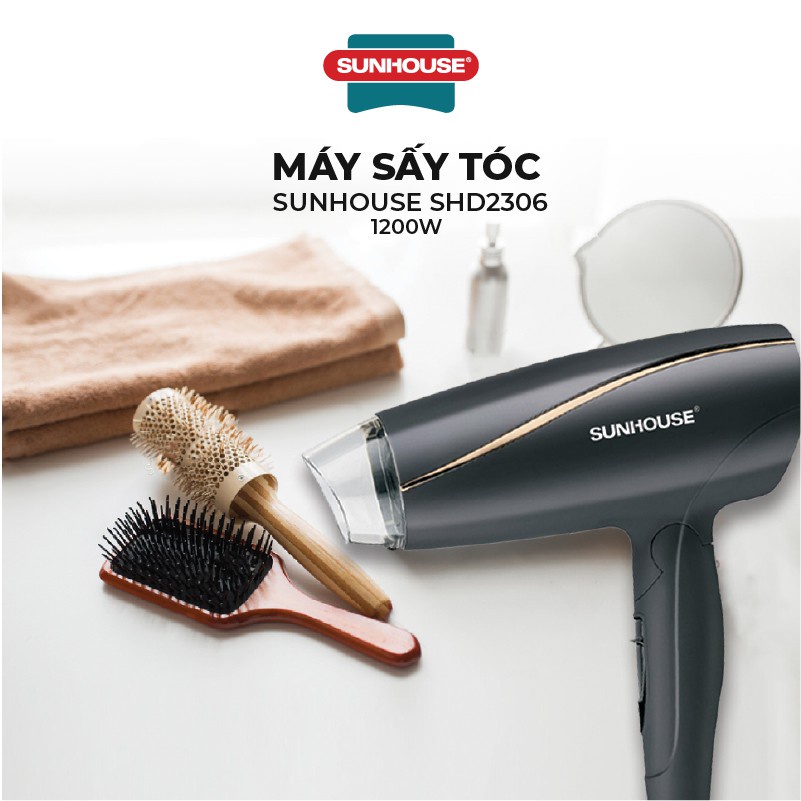 Máy sấy tóc Sunhouse SHD2306 đen , công suất 1200w , 3 chế độ , có gió mát .