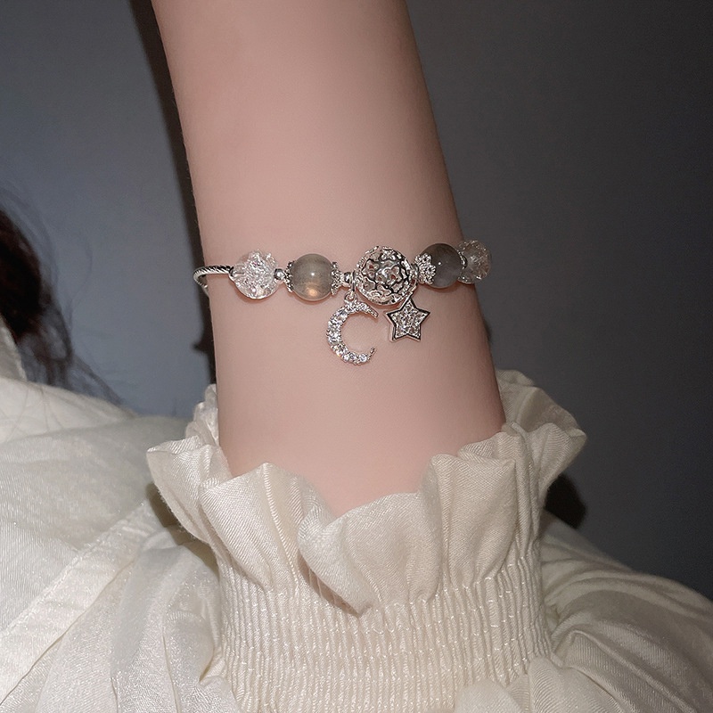 Vòng Tay Đính Đá Zircon Hình Ngôi Sao Mặt Trăng Thời Trang YR