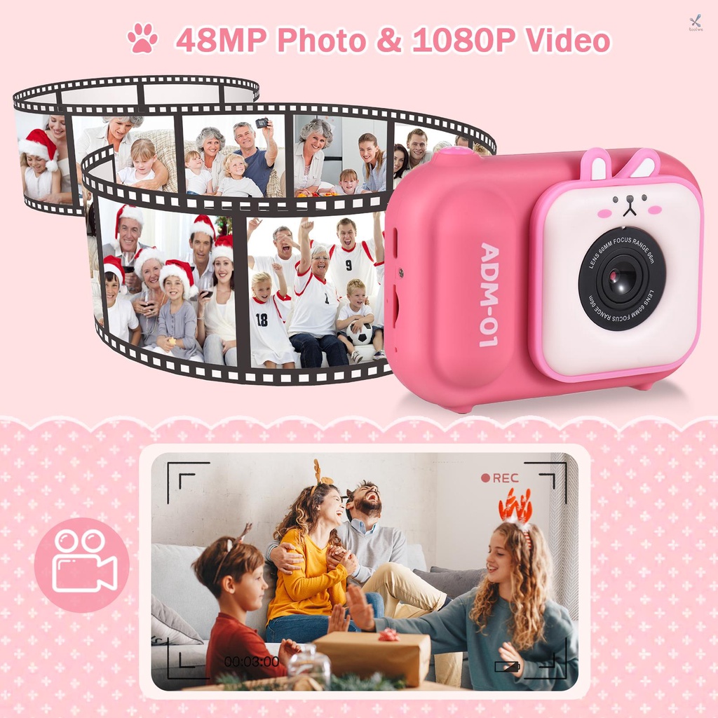 Máy Ảnh Kỹ Thuật Số mini 1080p 48mp 2.4 inch ips Với Pin Hai Đầu Đọc Thẻ Nhớ 32gb Cho Trẻ Em