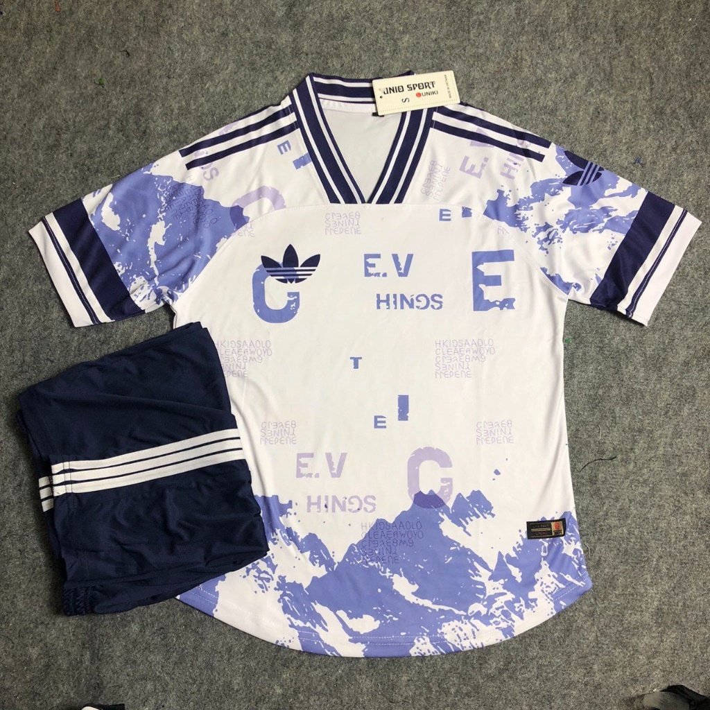 Bộ quần áo bóng đá D** không logo 3 lá xanh lam mới - In tên số áo theo yêu cầu - Hàng thun lạnh cao cấp