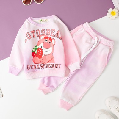 Bộ vải nỉ bông bé gái LITIBABY màu loang cho bé 9kg - 27kg
