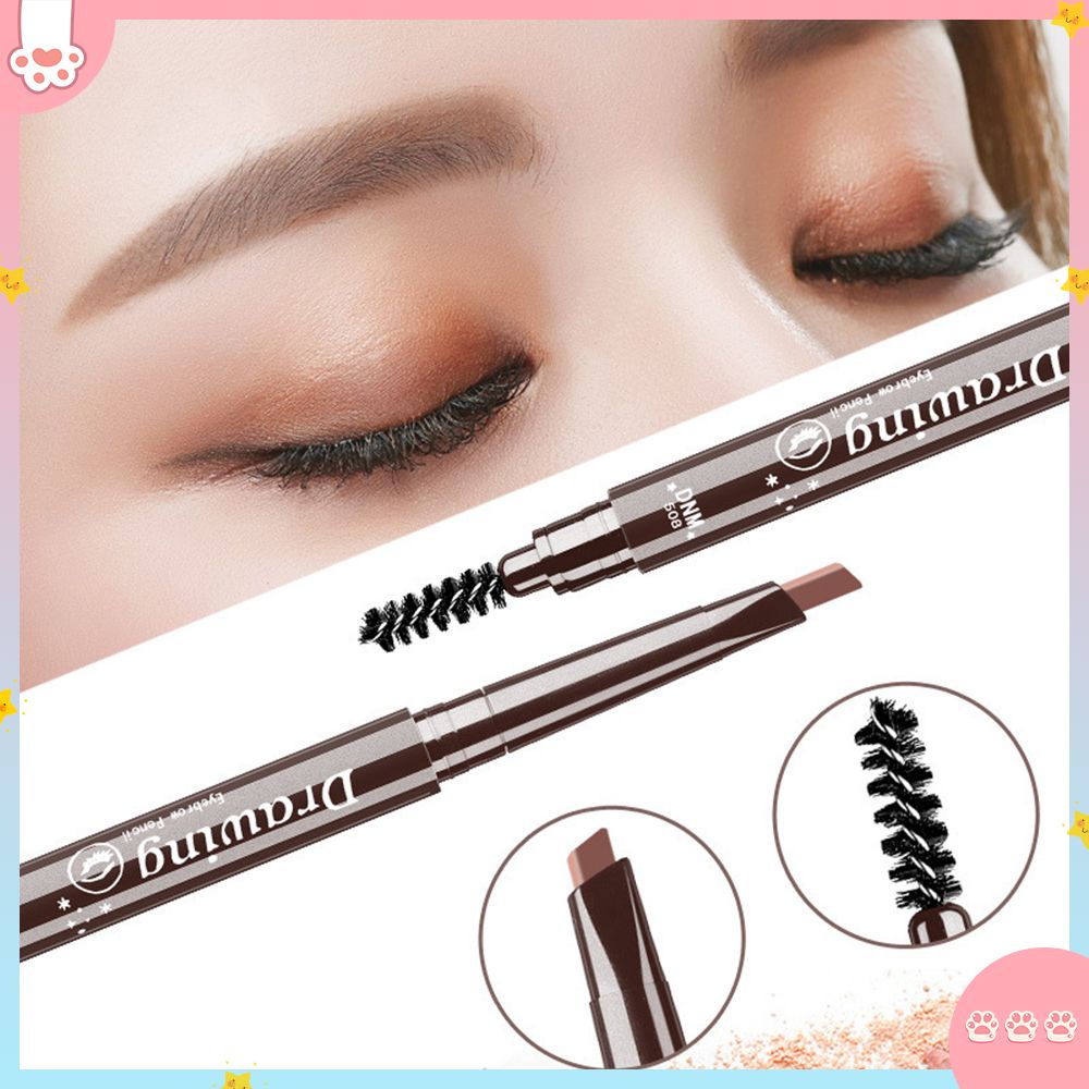 DNM Hai Đầu Kèm Cọ Bút Chì Kẻ Lông Mày Chống Thấm Nước Sơn Tự Nhiên Lâu Trôi Hình Xăm Lông Mày Đen Nâu Xám Phối Màu Mỹ Lông Mày Mịn Màng