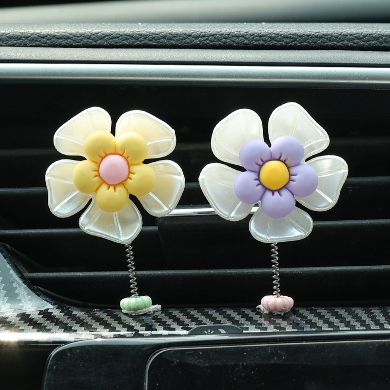 1 Bông Hoa Cúc Dại Tự Dính Trang Trí Bảng Điều Khiển Xe Hơi Dễ Thương Sáng Tạo