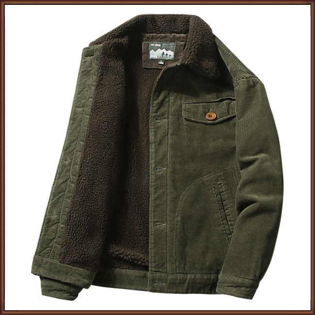 Jaz Áo Khoác cardigan Đệm cotton Nhung Dày Một Hàng Nút Cài Một Hàng Nút Màu Trơn Ấm Áp Mùa Đông Hợp Thời Trang Cho Nam