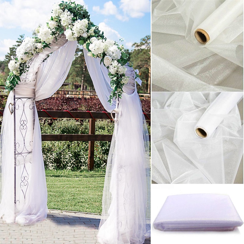 10m Vải Voan organza Không Nhăn Dùng Trang Trí Bàn Tiệc Cưới Phong Cách retro