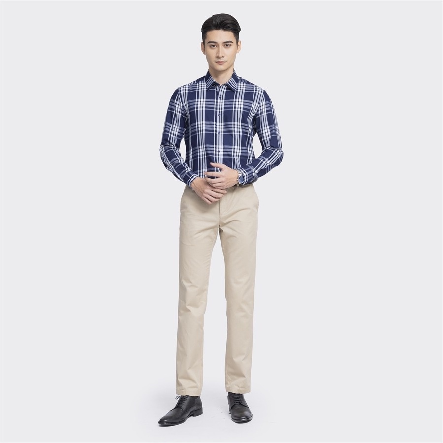 Áo sơ mi nam dài tay ARISTINO phom dáng slim fit, thiết kế đơn giản với màu xanh tím than lịch lãm - ALS00803