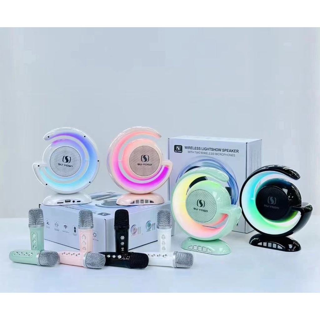 Loa Karaoke Bluetooth YS 110 Led RGB, 2 Mic Không Dây-METIC SHOP