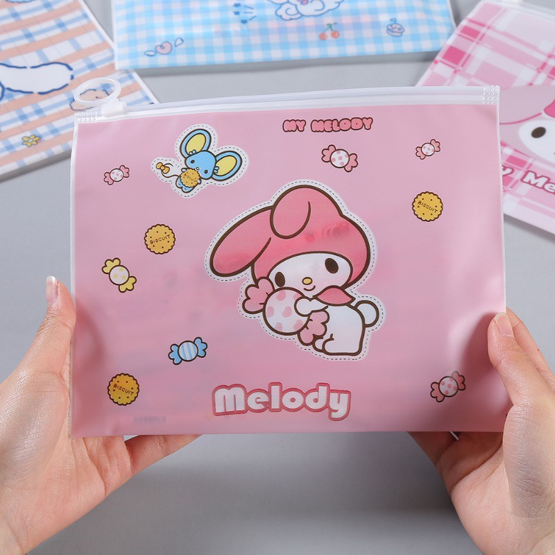 Kawaii sanrio Túi Đựng Bút Dạng Cuộn Trong Suốt Chống Thấm Nước Họa Tiết melody melody Dễ Thương