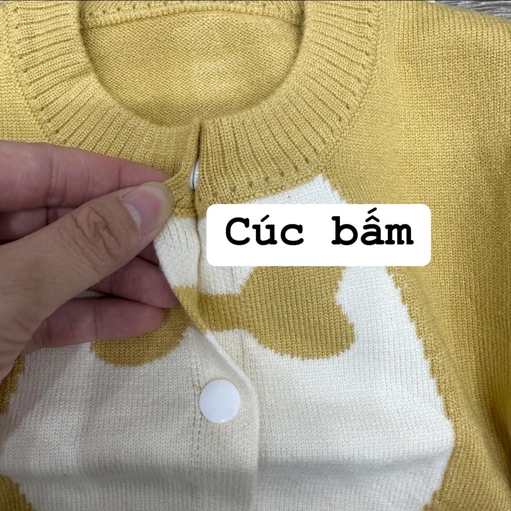Áo khoác len quảng châu hình gấu nơ cho bé