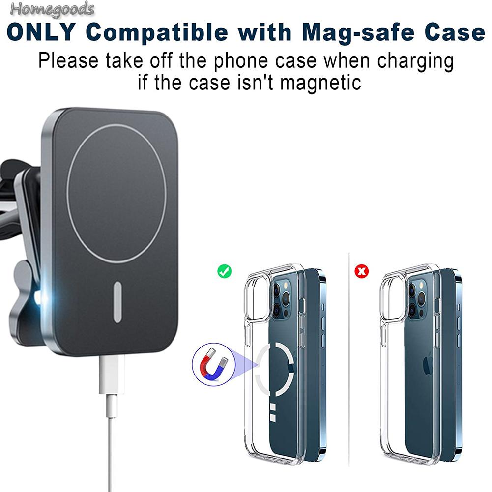 Đế Sạc Điện Thoại Không Dây Từ Tính Gắn Lỗ Thông Gió Xe Hơi Cho magsafe iphone 12 mini 14 13 12