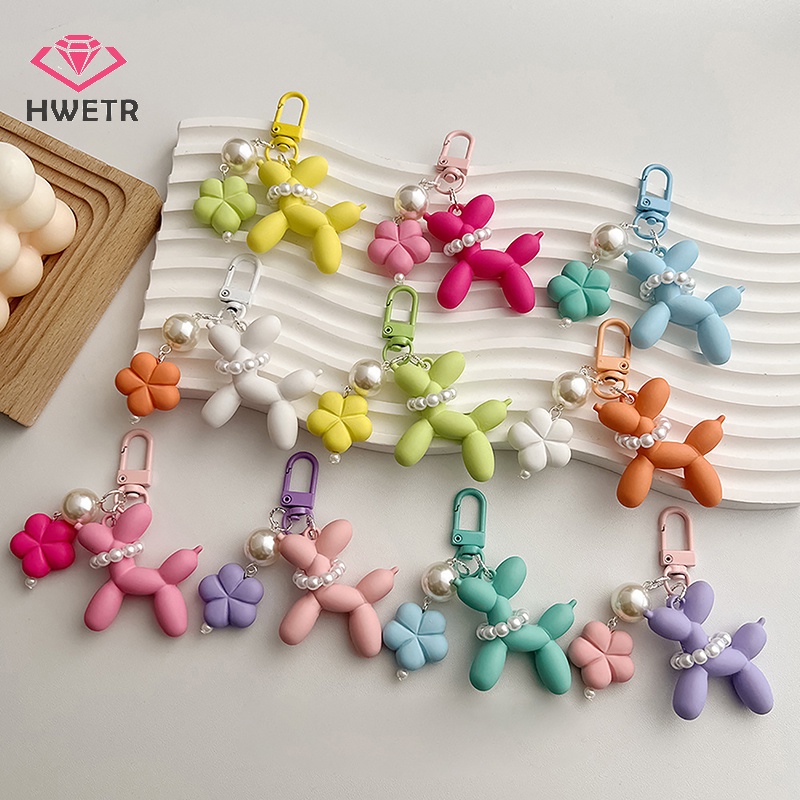 Móc Khóa Hình Chú Chó Bằng Cao Su Mềm Phối Ngọc Trai Dễ Thương Mới