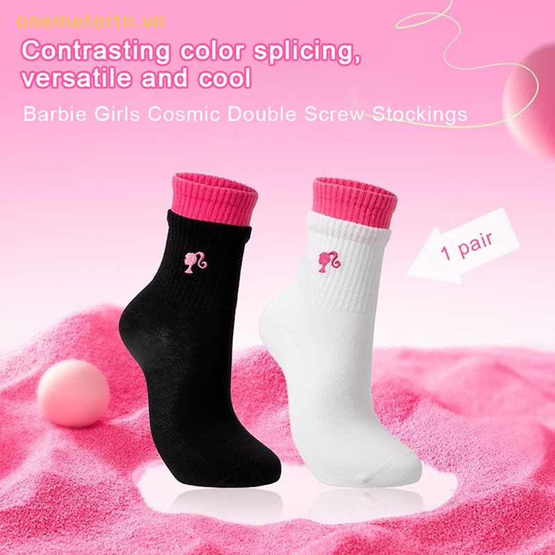 Onemetertn 1 Đôi Vớ Dài Đến Bắp Chân Co Giãn Tốt In Chữ barbie Thời Trang Thu Đông Cho Nữ vn