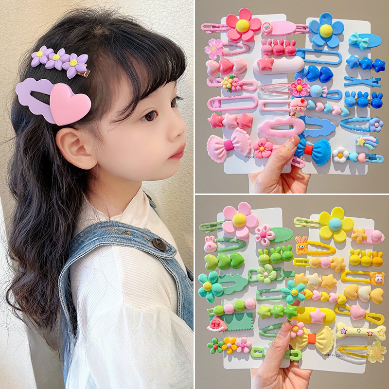 Set 14 / 14 Kẹp Tóc Hoạt Hình Siêu Dễ Thương Phong Cách Hàn Quốc Cho Bé