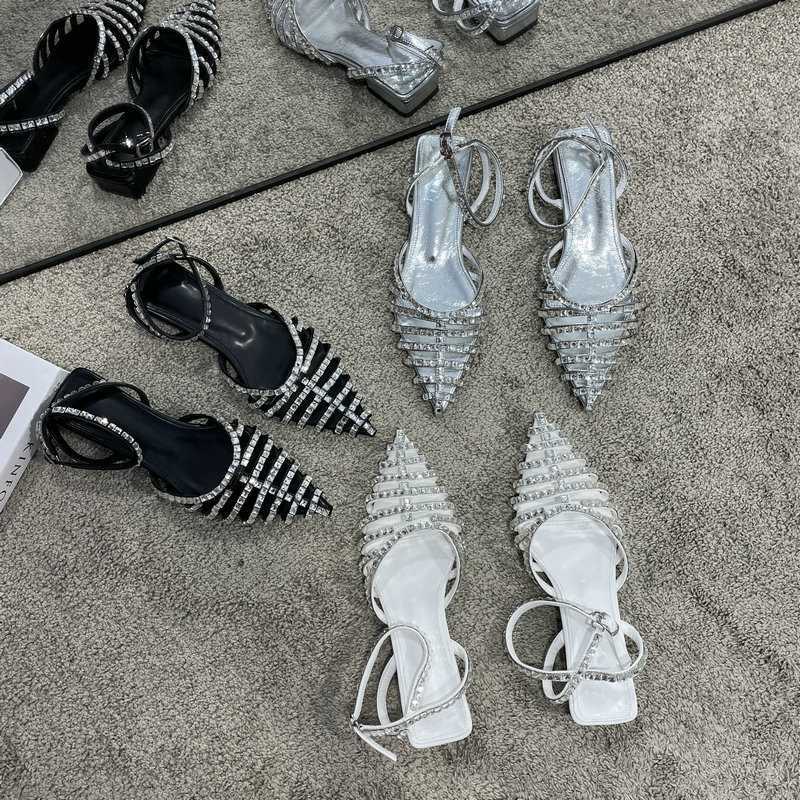 Giày Sandal Mũi Nhọn Đính Đá Thời Trang Xuân Hè 2023 Phong Cách Mới Cho Nữ