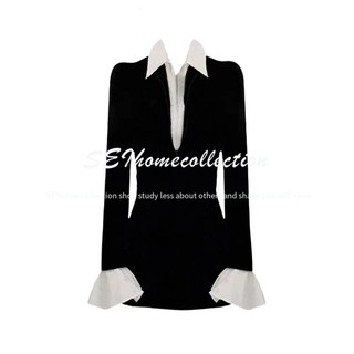 [SEI HOME]AIYAMIS fake two-piece velvet dress for women autumn and winter New shirt skirt long sleeve design sheath skirt