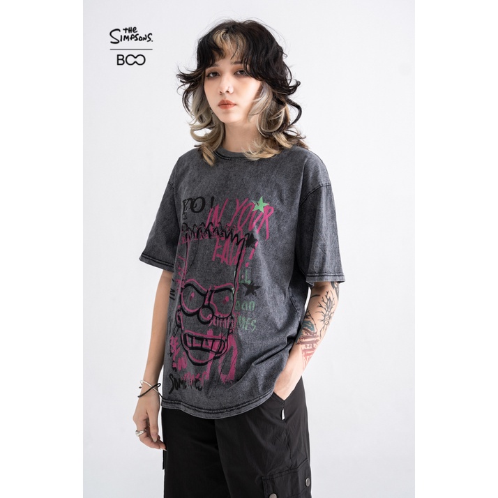 Áo Thun BOO Unisex Dáng Oversize Họa Tiết Graffiti The Simpsons BZL