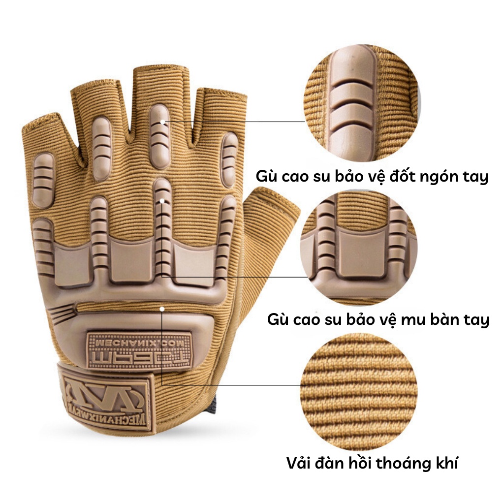 Găng tay xe máy, bao tay đi phượt cụt ngón Mpact 1 cao cấp