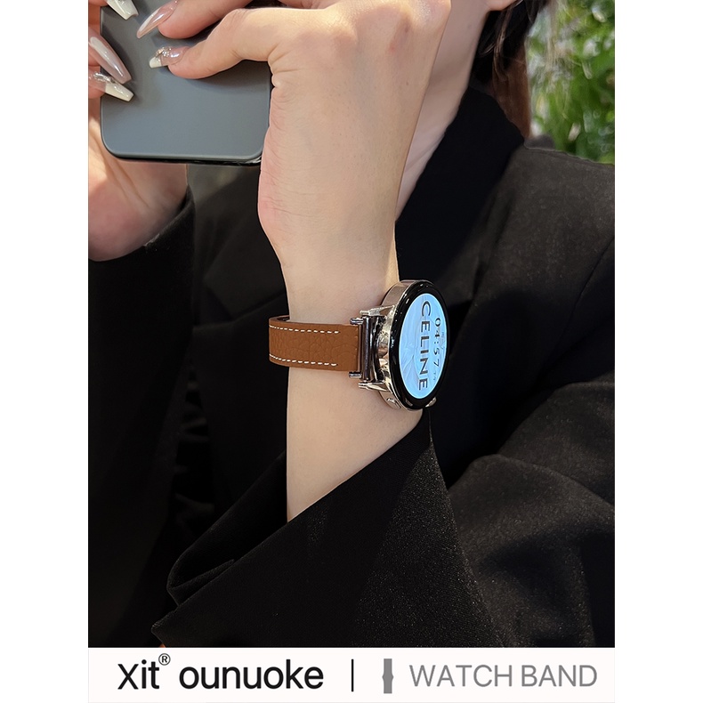 Dây Đeo Bằng Da Thanh Lịch Cho Đồng Hồ samsung galaxy watch 2 3 4 5 6 series 40mm 44mm 45mm 43mm 47mm galaxy watch active 2 huawei gt 2 3 pro