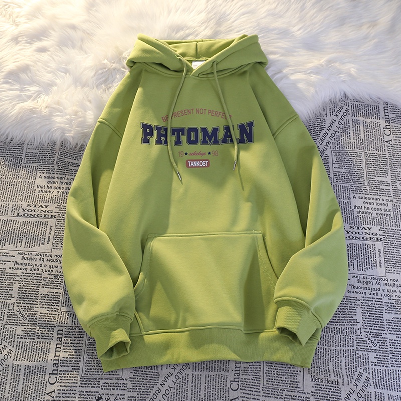 Áo Khoác hoodie Chui Đầu Vải cashmere Mềm Tay Dài Dáng Rộng In Chữ Cổ Điển Kiểu Mỹ Thời Trang Mùa Thu Cho Học Sinh Nam