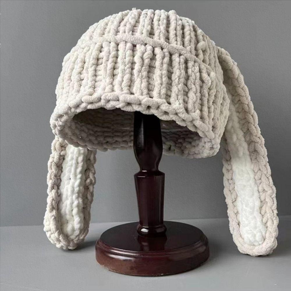 Mũ Tai Thỏ Đan Len Dễ Thương Cho Nữ