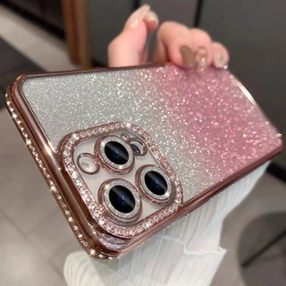 Sang Trọng Ốp Điện Thoại tpu Trong Suốt Đính Đá Lấp Lánh Bảo Vệ Ống Kính Máy Ảnh Cho iphone14 13 12 11 pro max xsmax xr xs 7 8 plus