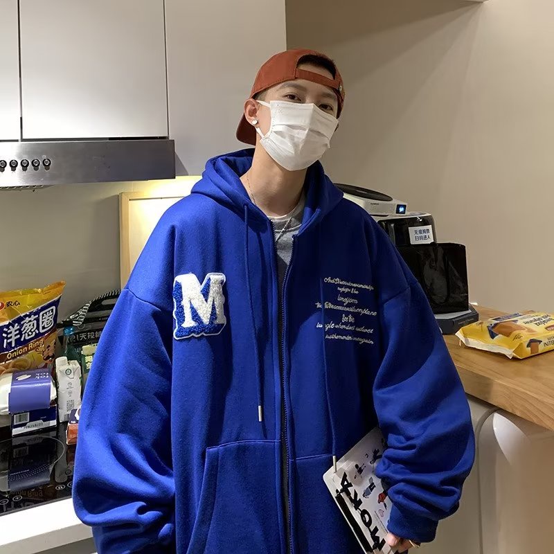 Áo Khoác hoodie Tay Dài Dáng Rộng Có Khóa Kéo Thời Trang Cho Nam Giới size m-8xl
