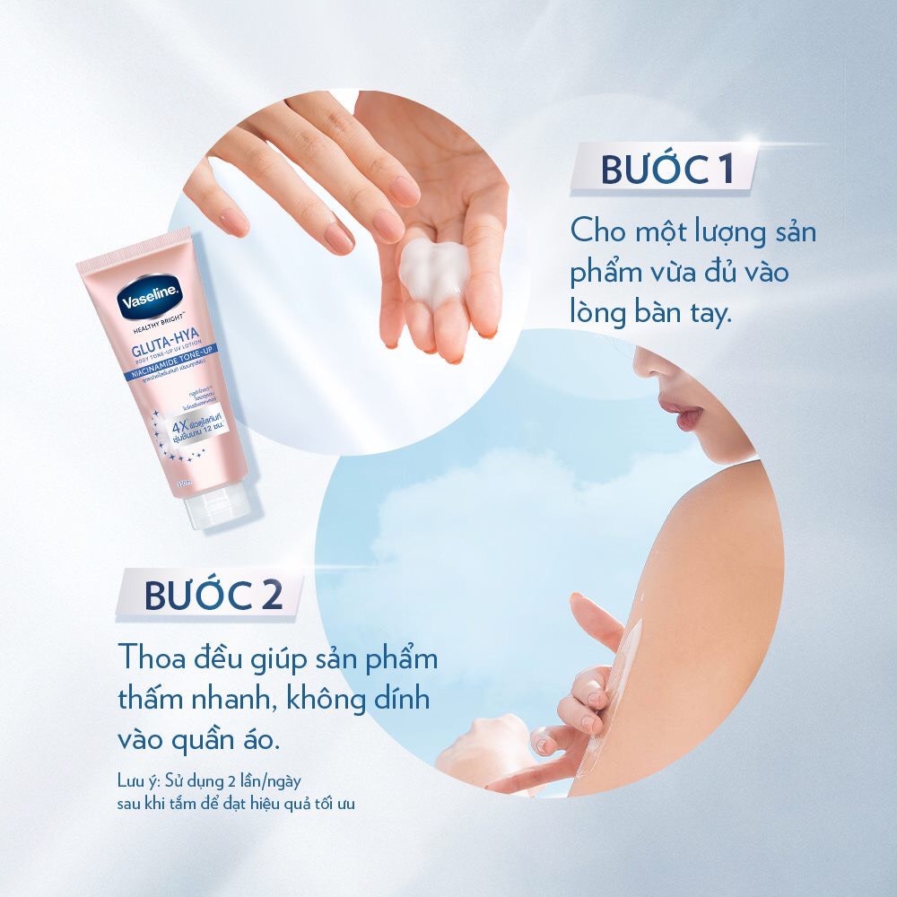 Sữa Dưỡng Thể Vaseline Gluta-Hya 4x Nâng Tông, Sáng Da Tức Thì 300ml Healthy Bright Body Tone-Up