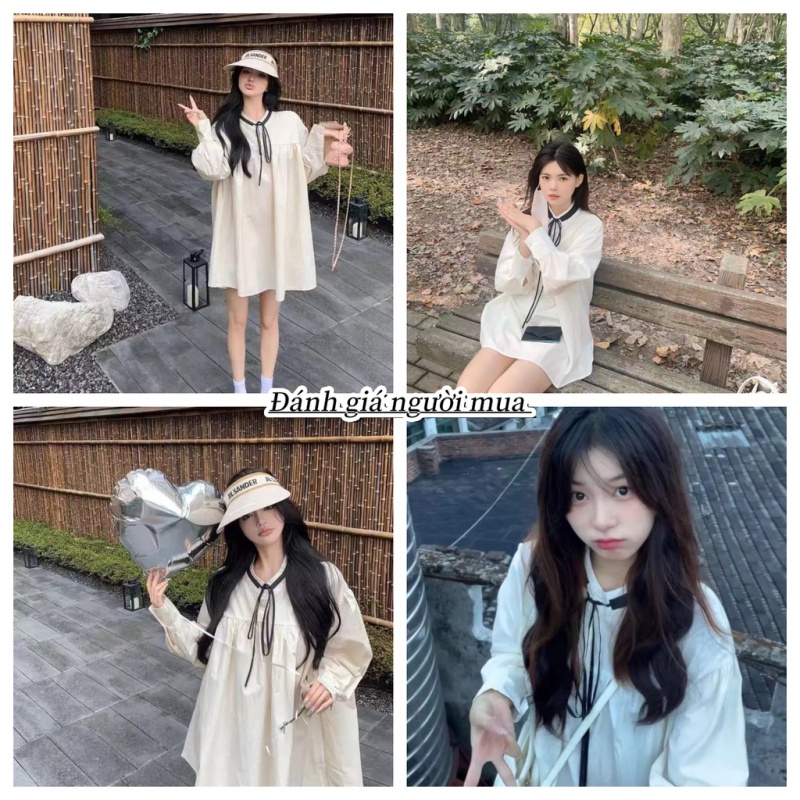 Váy sơ mi Váy Búp triệu lộ tư Bê Áo Sơ Mi Dễ Thương Kiểu Nhật Dáng Nhỏ Váy Kiểu Pháp Cao Cấp Ngọt Ngào