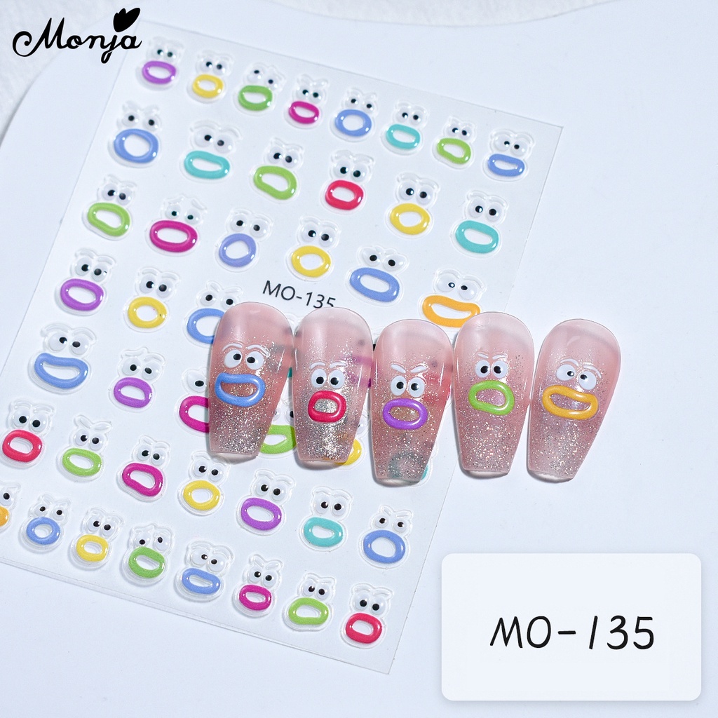Monja Miếng Dán Trang Trí Móng Tay 3d Hình Quái Vật Hoạt Hình Xinh Xắn