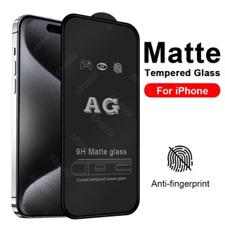 Kính cường lực nhám full màn chống vân tay AG Cho iPhone 11 12 13 14 15 Pro Max X XS XR 6 6S 7 8 Plus
