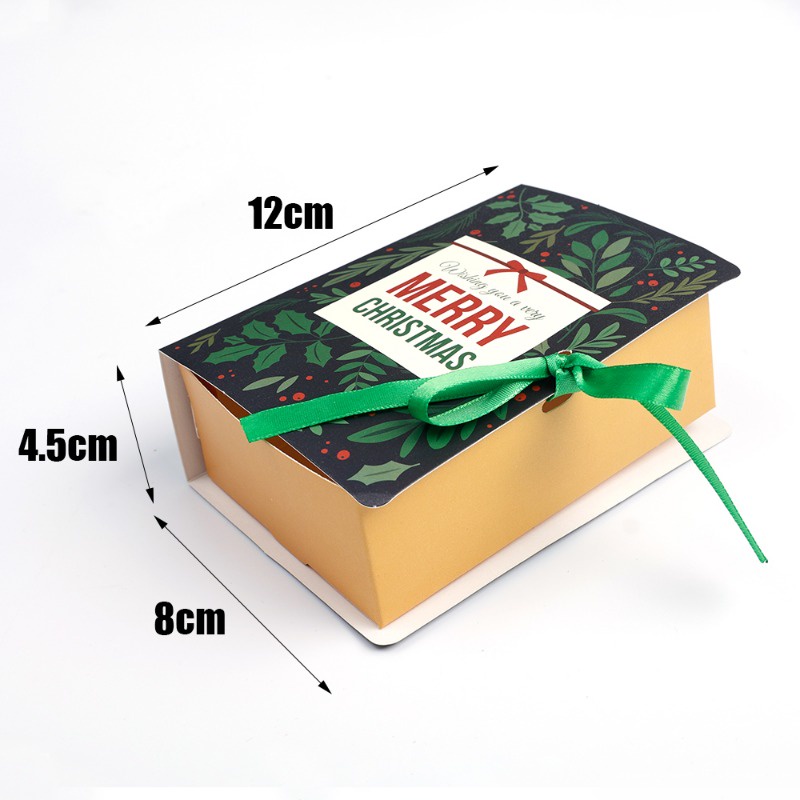Hộp Đựng Kẹo / Bánh Quy / Quà Giáng Sinh Hình Cuốn Sách / Chúc Mừng Năm Mới / Ông Già Noel
